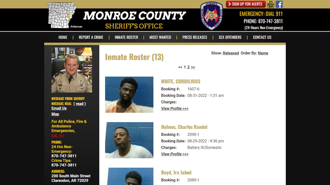 Inmate Roster - Monroe County Sheriff AR
